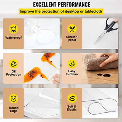 VEVOR Plastic Table Cover 36 x 60 Inch, 1.5 mm Thick Clear Table Protector, Rectangle Clear Desk Mat, Waterproof & Easy Cleaning for Office Dresser Night Stand - size: 36" x 60" (Rectangular)