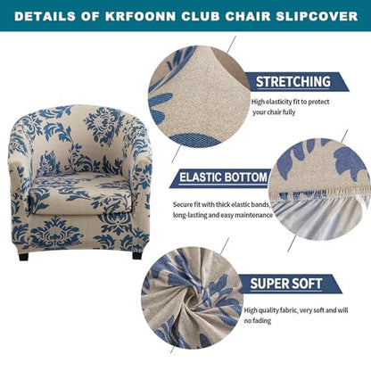 KRFOONN Club Chair Slipcover 2 Piece Stretch Printed Round Barrel Chair Covers Removable Tub Chair Slipcover with Elastic Bottom Chair Coverings Furniture Protector Cover for Living Room, B13 - color: Colorb13