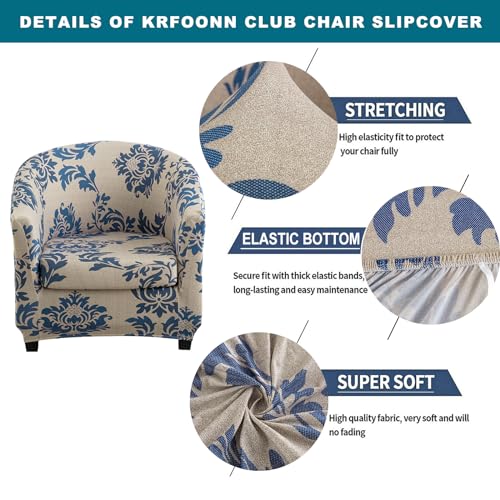 KRFOONN Club Chair Slipcover 2 Piece Stretch Printed Round Barrel Chair Covers Removable Tub Chair Slipcover with Elastic Bottom Chair Coverings Furniture Protector Cover for Living Room, B13 - color: Colorb13