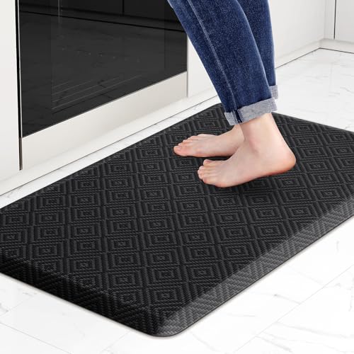 Mattitude Kitchen Mat Cushioned Anti-Fatigue Floor Mat Water Resistant Non-Slip Mats and Rugs Standing and Comfort Desk Mats for House Sink Office Laundry (Black, 17.3"x28") - color: Black, size: 28"L x 17.3"W x 0.5"Th