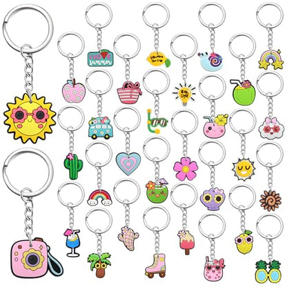 Keychains Bulk,Funny Key Chain for Prizes Incentives Holiday Gifts Birthday Party Favors - color: 30pcs Summer Keychains