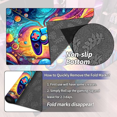 Game Area Rug Teen Boys Carpet, 3D Gaming Rugs Gamepad Controller Mat for Boys Girls Bedroom Playroom, Non-Slip Scrawl Style Gamer Rugs Children Gaming Area Rug (70" x 55") - color: Scrawl Style 1, size: 4'7" x 5'10" (Rectangular)