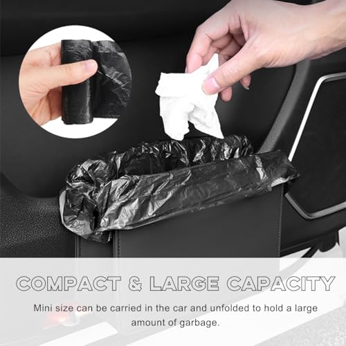 Yourkar Foldable Waterproof Leather Car Garbage Organizer Holder, Automotive Mini Dustbin Container with One Roll Trash Bag, Universal Interior Car Accessories (Trash Bag) - color: Trash Bag