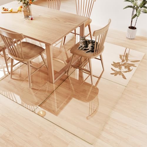 Tempered Glass Chair Mat 46"x36" – Ultra-Clear Office Chair Mat for Hardwood Floors & Low-Pile Carpets – Heavy-Duty 0.2" Scratch-Resistant Surface with Non-Slip Pads – Supports 1,000 lbs - size: 46"x36"