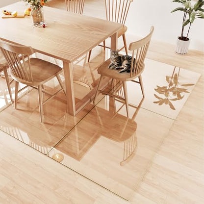 Tempered Glass Chair Mat 46"x36" – Ultra-Clear Office Chair Mat for Hardwood Floors & Low-Pile Carpets – Heavy-Duty 0.2" Scratch-Resistant Surface with Non-Slip Pads – Supports 1,000 lbs - size: 46"x36"
