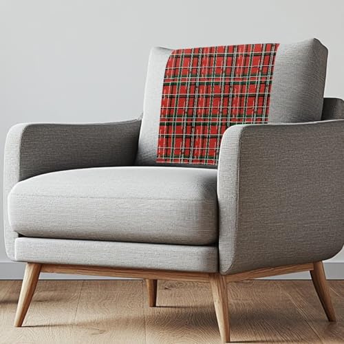Christmas Red Plaid Pattern Sofa Headrest Protective Cover, Non Slip Sofa Headrest Covers Christmas Decoration Comfortable Furniture Slipcovers Headrest Protector 16.53 x 26.18 inch - color: Christmas Red Plaid