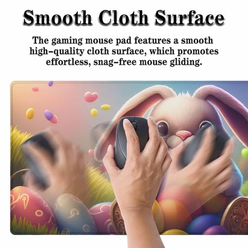 Easter Rabbit Eggs Large Gaming Mouse Pad Cute Cartoon Colorful Long Mousepad Keyboard Mat for Desk,Office,Home 35.4"X15.7" - color: easter rabbit eggs
