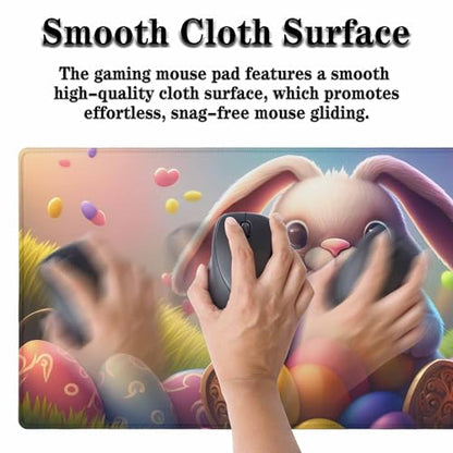 Easter Rabbit Eggs Large Gaming Mouse Pad Cute Cartoon Colorful Long Mousepad Keyboard Mat for Desk,Office,Home 35.4"X15.7" - color: easter rabbit eggs