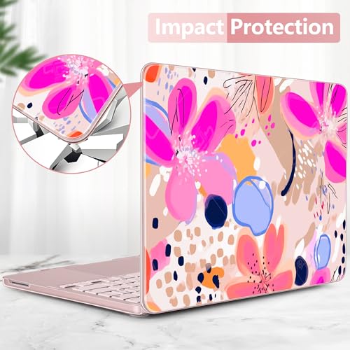 DONGKE Compatible with MacBook Neo 13 Inch Case 2026 A3404 A18 Pro chip & Touch ID, Plastic Hard Shell with Keyboard Cover, Screen Protector & Dust Plugs, Floral Artistic - color: Floral Artistic