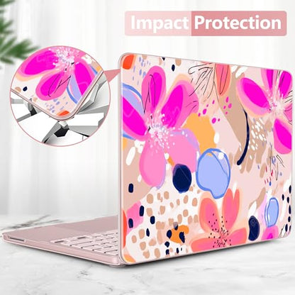 DONGKE Compatible with MacBook Neo 13 Inch Case 2026 A3404 A18 Pro chip & Touch ID, Plastic Hard Shell with Keyboard Cover, Screen Protector & Dust Plugs, Floral Artistic - color: Floral Artistic