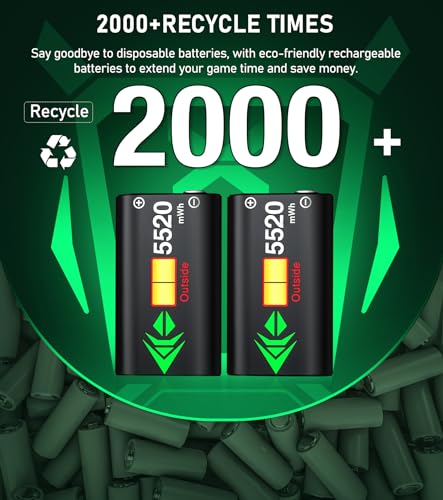 Controller Rechargeable Battery Pack - 2X5520mWH Xbox Battery Pack for Xbox One/Series X/S,Xbox One S/X/Elite, Xbox Controller Battery Pack with 4 Battery Covers,Without Base - color: Not Specified - Batteries Only