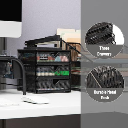 Mind Reader Desktop Accessory Storage, Desk Supplies, Organizer, Office, Metal Mesh, 6.25" L x 6.5" W x 6.5" H, Black - size: 6.25"L x 6.5"W x 6.5"H