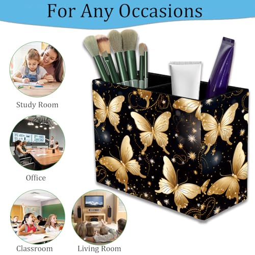 Pen Holder and Anti-Slip Mouse Pad Combination, Makeup Brush Storage Box, Tableware Storage Box, Suitable for Office and Home - Golden Butterfly - color: Golden Butterfly