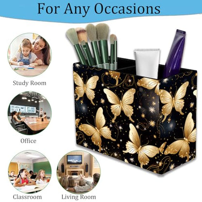 Pen Holder and Anti-Slip Mouse Pad Combination, Makeup Brush Storage Box, Tableware Storage Box, Suitable for Office and Home - Golden Butterfly - color: Golden Butterfly