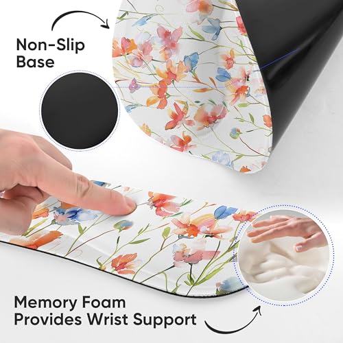 RICHEN 3 PCS Computer Mouse Pads for Desk with Coaster Set, Non-Slip Keyboard Wrist Rest and Mouse Pad Set, Ergonomic Design (YKMWR-52) - color: Ykmwr-52