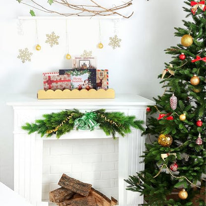 Cinnvoice 2 Pcs 12 Inch Scalloped Edge Christmas Card Display Wooden Christmas Card Holder Postcard Display Stand Organizer for Decoration Holiday Side Table Console Table Mantel Shelf Desk(Gold)
