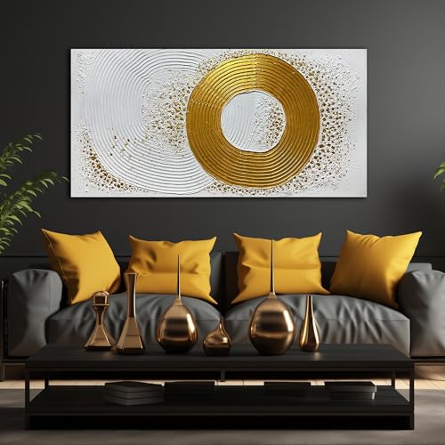 White and Gold Artwork for Wall Bedroom Large Abstract Wall Decor for Living Room Modern Oil Painting Wall Art for Office Size 29 x 58 Inch - color: Gold and White, size: 58"L x 29"W
