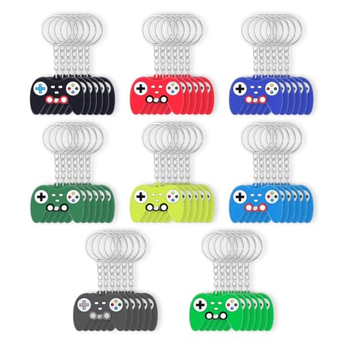 EAEDMY 24PCS Video Game Party Favors, Mini Game Controller Keychains, Goodie Bags Keychain, Game Controller Theme Gift for Child Birthday Party, 8 Colors (48pcs) - color: 48pcs