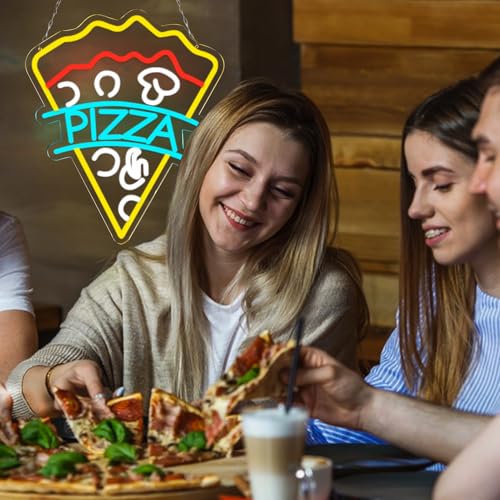 17.7"x21.1" Large Size Pizza Neon Signs for Business，Neon Lights for Pizza Shop Led Business Signs Suitable for Fast Food shops Christmas Birthday Party Gift - style: Pizza