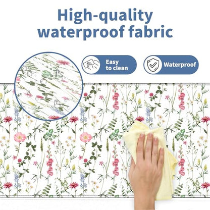 White Kawaii Flower Mouse Pad Large Desk Mat Extended Keyboard Mouse Pad Cute Mousepad with Non-Slip Base and Stitched Edge Floral Mouse Mat Desk Pad 31.5 x 11.8 Mouse Pads for Desk Home Office Gaming - color: White Wildflower