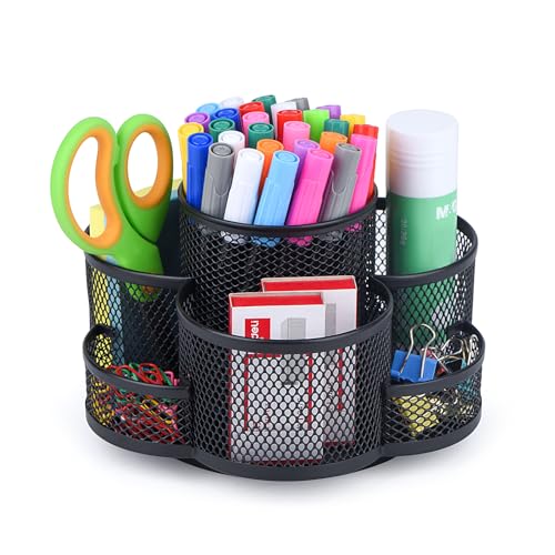 Topwey Pen Holder for Desk, 360 Rotating Pencil Holder, Cup Holder for Desk Office, Desk Organizers and Accessories in Black - color: Black