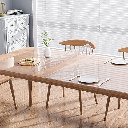 VEVOR Clear Table Cover Protector, 24" x 48"/613 x 1230.2 mm Table Cover, 1.5 mm Thick PVC Plastic Tablecloth, Waterproof Desktop Protector for Writing Desk, Coffee Table, Dining Room Table - size: 48" x 24" (Rectangular)
