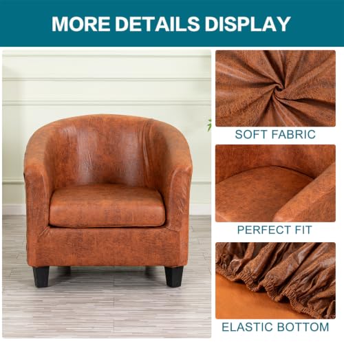 KRFOONN Club Chair Slipcover 2 Piece Stretch Jacquard Round Barrel Chair Covers Removable Tub Chair Slipcover with Elastic Bottom Chair Coverings Furniture Protector Cover for Living Room, T1 - color: Color T1