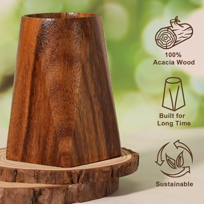Acacia Wooden Pen Pencil Holder for Desk, Multi-purpose Pencil Cup for Office/School/Home, Pen Organizer Desk Accessories, Also Suitable for Makeup Brush Holder