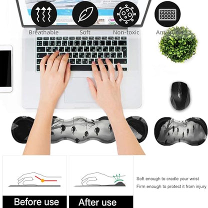 Bxgolkgd Desk Mat Set,Mouse Pad with Keyboard Wrist Rest & Mouse Wrist Rest,Wave-Shaped Design,Non-Slip Rubber Base,Ergonomic Desk Mat for Home,Office,Gaming,Skeleton Tree - color: Skeleton Tree