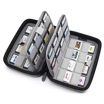 sisma 64 Game Case Compatible with Nintendo 3DS DS Switch Game Cartridges,Game Card Holders Organizer Travel Storage Safekeeping Grey Carry Case - color: Grey 64 Slots