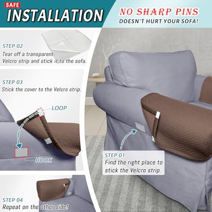 Roytub Couch Arm Covers, Sofa Arm Covers, Stretch Armrest Cover for Sofas, Armchair, Loveseat, Recliner, Sofa armrest Cover, Arm Chair Covers Set of 2 (Medium, Chocolate) - color: Chocolate, size: M - 17.5"(D) × 6.3(W) × 8.2(H)
