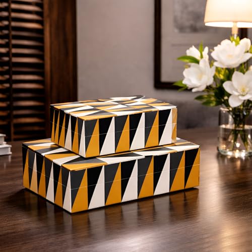Handicrafts Home Large Decorative Storage Box with Lid, Coffee Table Storage Box, Decorative Remote Control Holder, Keepsake Storage Box for Living Room & Shelf Decor, Puzzle Guild 12 x 6 x 2 - color: PUZZLE-GUILD, size: 8 x 5 x 2 Inches