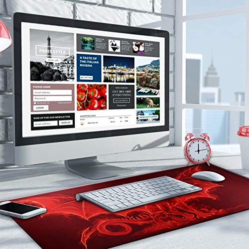Large Gaming Mouse Pad with Stitched Edges,[27.5x11.8In] Extended Mouse Pad with Non-Slip Natural Rubber Base for Gamer/Desktop/Office/Home (70x30 Red dragonus) - color: 70x30 Red dragonus