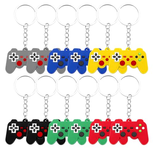 12 PCS Video Game Controller Keychain, Mini Cute Gaming Handle Keyring, Game Controller Car Key Fob for Men Women - color: 12 Pcs