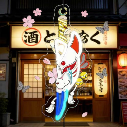 Anime Neon Sign, Japanese Fox Face Led Neon Light Signs for Wall Decor Light up Sign for Bedroom Game Room Party Decoration Birthday Gift for Girl Christmas Dimmable USB Powered(16.5"*7.4") - style: FOX