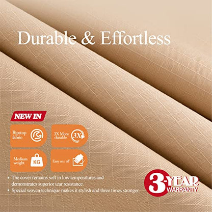 WJ-X3 Patio Chair Cover, Outdoor Lounge Cover, Heavy Duty, Waterproof Lawn Chair Covers, 36W x 40D x 36H, Beige/Coffee, 2-Pack - color: Beige & Coffee, size: 36W x 40D x 36H, 2-Pack, Lounge Chair
