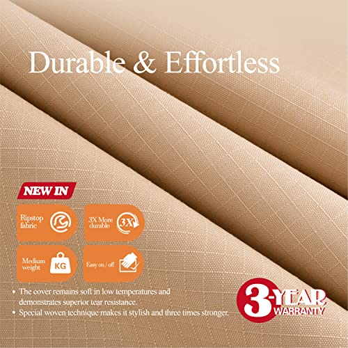 WJ-X3 Patio Chair Cover, Outdoor Lounge Cover, Heavy Duty, Waterproof Lawn Chair Covers, 36W x 40D x 36H, Beige/Coffee, 2-Pack - color: Beige & Coffee, size: 36W x 40D x 36H, 2-Pack, Lounge Chair