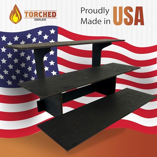 3-Tier Straight Retail Table Display Stand with Shelves for Products | 3 Step Straight Display Rack for Counter Top, Craft Shows, Farmers Market, Trade Shows, Pop ups, Soap Display, Candles (Ebony) - color: Ebony