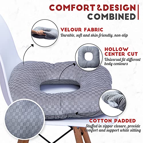 Stuffed Donut Pillow Seat Cushion | for Tailbone and Coccyx Pain, Hemorrhoids, Bed Sores, Pregnancy, Prostate, Surgery Recovery, Sitting Pressure Relief, for Home, Office and Car (Sky Blue) - color: Sky Blue