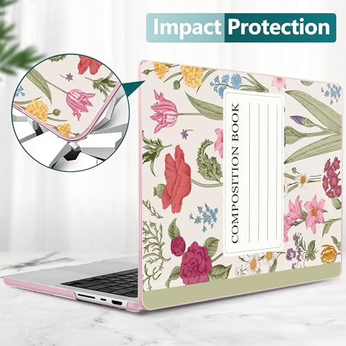 DONGKE Case for MacBook Pro 14 Inch (2026-2021 Release, M5 M4 M3 M2 M1 Pro/Max Chip), Plastic Slim Hard Shell Protective Cover with Keyboard Cover & Screen Protector, Green Composition Book - color: Green Composition Book