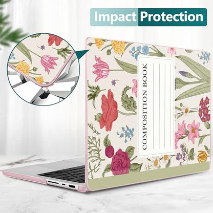 DONGKE Case for MacBook Pro 14 Inch (2026-2021 Release, M5 M4 M3 M2 M1 Pro/Max Chip), Plastic Slim Hard Shell Protective Cover with Keyboard Cover & Screen Protector, Green Composition Book - color: Green Composition Book