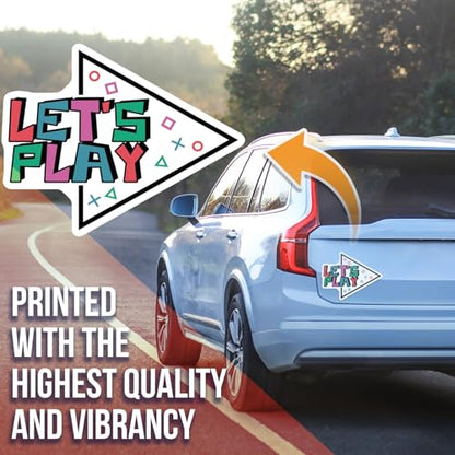 Fun Gamer Sticker - Let's Play Arrow Decal - Gaming Enthusiast Decor - Video Game Sticker - Retro Style Gaming Sticker for Laptops - 5" Vinyl Sticker - Durable Design for Cars Lap AAS1436
