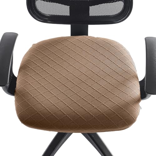 Stretch Jacquard Office Chair Cover, Removable Washable Desk Chair Cover, Anti-dust Seat Cushion Protectors - Brown - color: Brown, size: Chair Seat Cover