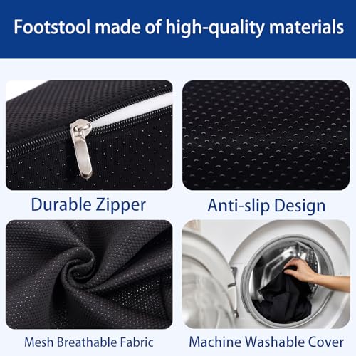 Foot Rest for Under Desk at Work, Ergonomic Under Desk Footrest with Washable Cover for Office, Home & Gaming Leg Elevation Pillow Black - color: Black