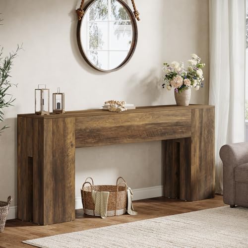 Tribesigns 71-Inch Long Console Table for Entryway, Farmhouse Sofa Console Behind Couch, Entry Table for Hallway, Foyer, Living Room, Brown - color: Brown