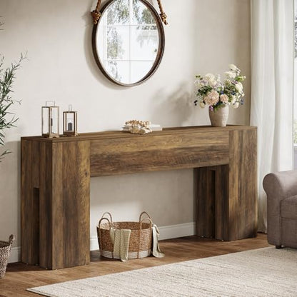 Tribesigns 71-Inch Long Console Table for Entryway, Farmhouse Sofa Console Behind Couch, Entry Table for Hallway, Foyer, Living Room, Brown - color: Brown