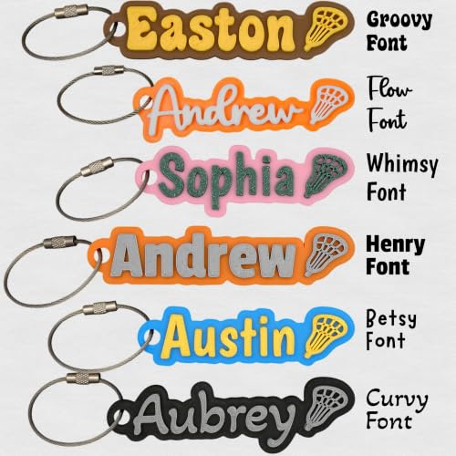 SuperFineDeesigns Bag and Water Bottle Name Tag with Cable – Custom Durable 3D Printed Name Tag Backpack & Sports Bottles - style: Lacrosse