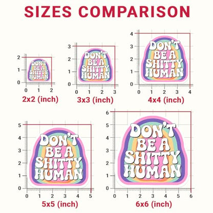 3PCS Don’t Be a Shitty Human Stickers Pack, Retro Rainbow Positive Reminder Quote for Teens & Adults, Stickers Die-Cut Waterproof for Laptop, Water Bottle, Phone, Window, Helmet - size: 7 inch