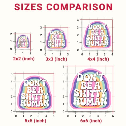 3PCS Don’t Be a Shitty Human Stickers Pack, Retro Rainbow Positive Reminder Quote for Teens & Adults, Stickers Die-Cut Waterproof for Laptop, Water Bottle, Phone, Window, Helmet - size: 3 inch