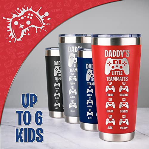 Personalized Gamer Dad Tumbler - Custom Retro Gamer Travel Mug with Kids Names - Stainless Steel Cup, Gifts for Fathers Day for Dad (20oz & 30oz, 6 Colors) - color: Gamer Dad Tumbler